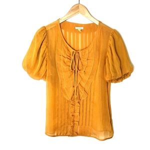 Anthropologie Leifsdottir Ruffle Puff Sleeve Top